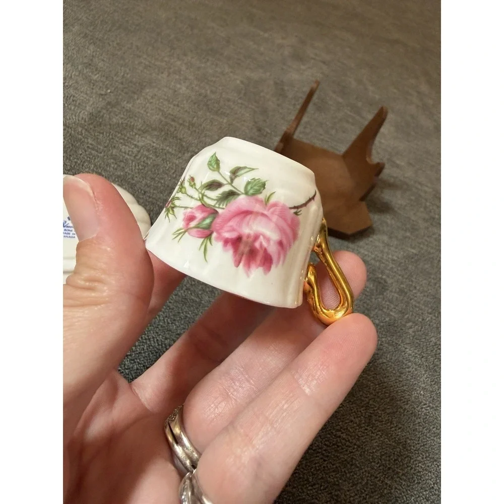 Bluebird Canada Fine Bone China Miniature Demitasse Cup & Saucer Roses Flowers